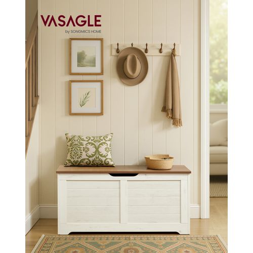 Coffre De Rangement, Banc à Chaussures, Avec 2 Charnières De Sécurité, Imitation Grange