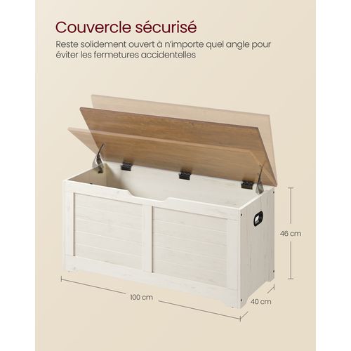 Coffre De Rangement, Banc à Chaussures, Avec 2 Charnières De Sécurité, Imitation Grange
