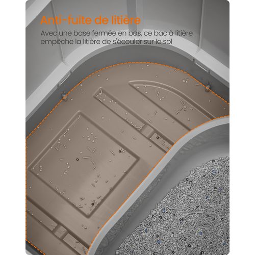 Litière Pour Chat XXL, Avec Couvercle, Plateau Amovible, Pelle, Brosse, Moins De Traces, Gris