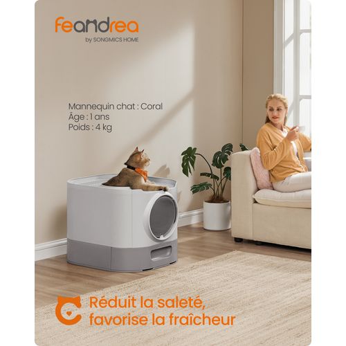 Litière Pour Chat XXL, Avec Couvercle, Plateau Amovible, Pelle, Brosse, Moins De Traces, Gris