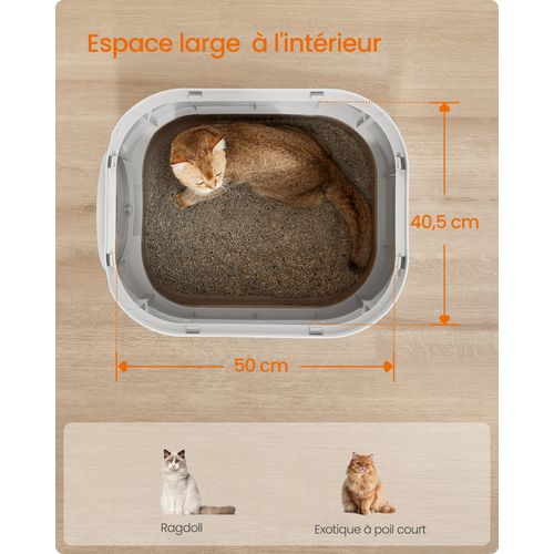 Litière Pour Chat XXL, Avec Couvercle, Plateau Amovible, Pelle, Brosse, Moins De Traces, Gris