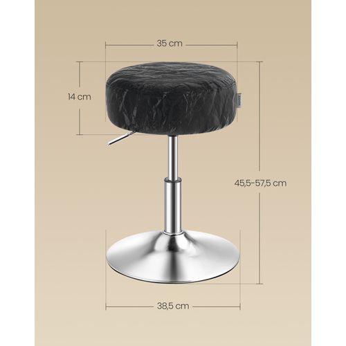 Tabourets De Maquillage, Lot De 2, Réglables En Hauteur, Pivotants à 360 Degrés, En Pu, Noir D'encre