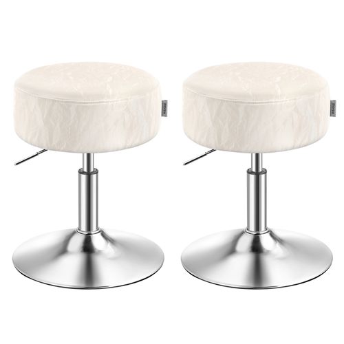 Tabourets De Maquillage, Lot De 2, Réglables En Hauteur, Pivotants à 360 Degrés, En Pu, Blanc Crème