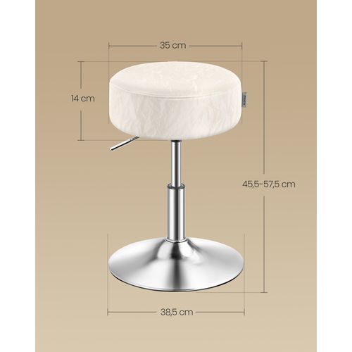 Tabourets De Maquillage, Lot De 2, Réglables En Hauteur, Pivotants à 360 Degrés, En Pu, Blanc Crème