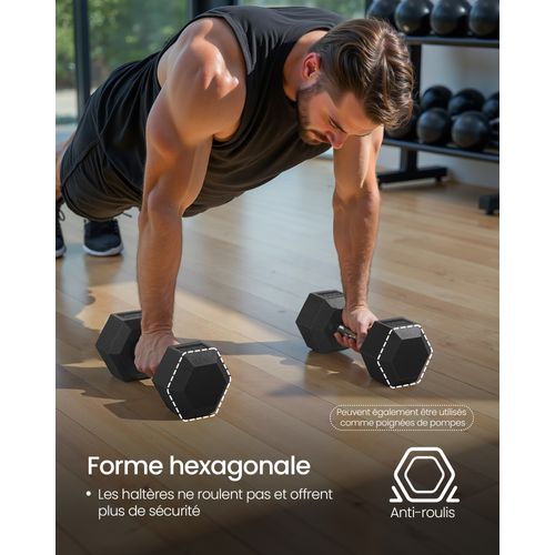 Ensemble De 2 Haltères Hexagonaux, Adapté à L'entraînement, La Musculation, La Salle De Sport