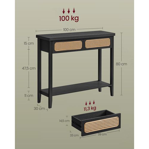 Table Console, Table D’entrée, Bout De Canapé Pour Salon, Avec 2 Tiroirs, Étagère Ouverte