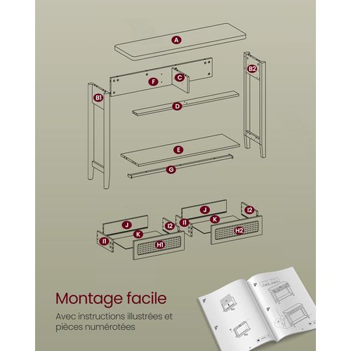 Table Console, Table D’entrée, Bout De Canapé Pour Salon, Avec 2 Tiroirs, Étagère Ouverte
