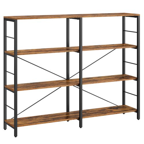 Bibliothèque 4 Niveaux, 30 X 120 X 109,4 Cm, Style Industriel,  Marron Rustique Et Noir D'encre