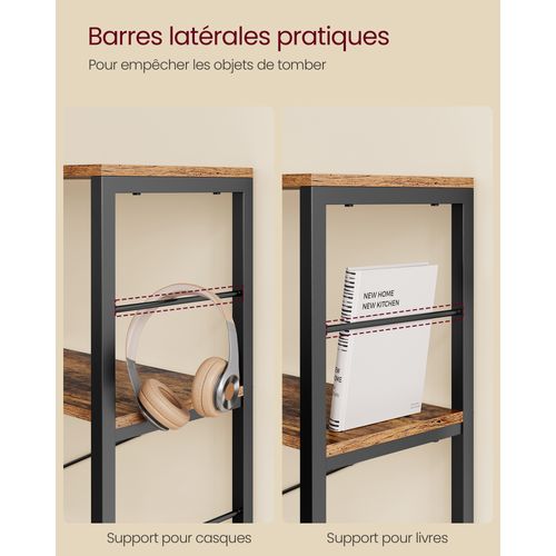 Bibliothèque 4 Niveaux, 30 X 120 X 109,4 Cm, Style Industriel,  Marron Rustique Et Noir D'encre