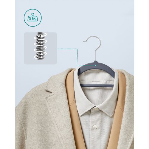 Cintres En Velours, Lot De 100, Crochet Pivotant à 360°, Longueur 43,5 Cm, Gris Foncé