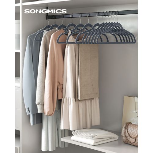 Cintres En Velours, Lot De 100, Crochet Pivotant à 360°, Longueur 43,5 Cm, Gris Foncé