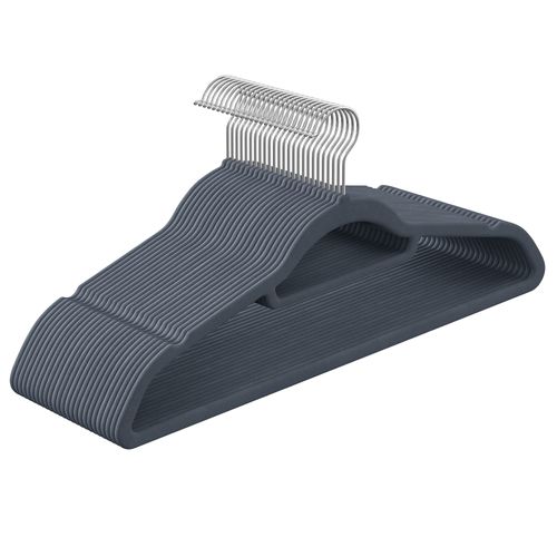 Cintres En Velours, Lot De 100, Crochet Pivotant à 360°, Longueur 43,5 Cm, Gris Foncé