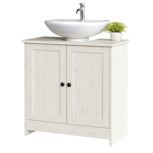 Meuble Sous Lavabo Toolless, Assemblage Rapide Sans Outils, Avec Étagère Réglable, Blanc