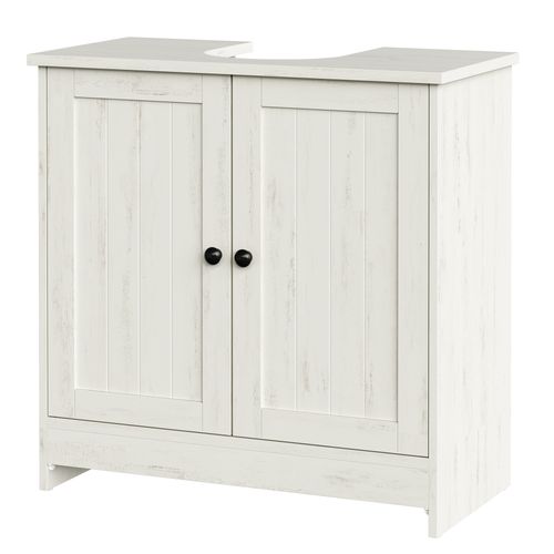 Meuble Sous Lavabo Toolless, Assemblage Rapide Sans Outils, Avec Étagère Réglable, Blanc