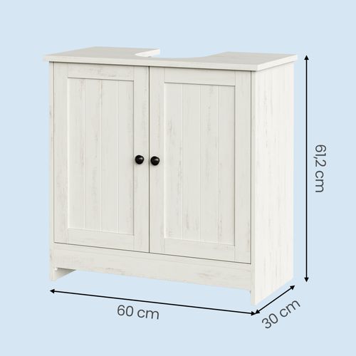 Meuble Sous Lavabo Toolless, Assemblage Rapide Sans Outils, Avec Étagère Réglable, Blanc