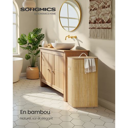 Panier à Linge Avec Couvercle, 60 L, Pliable, Sac Amovible Lavable En Machine, Couleur Naturelle