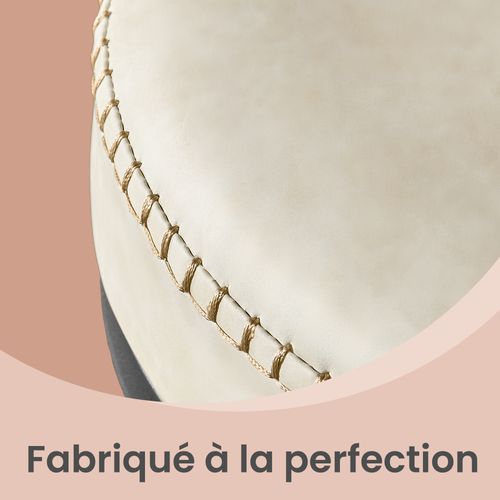 Tabourets De Bar, Lot De 2, Pivotants à 360°, Avec Dossier, En Pu, Hauteur 65 Cm, Crème