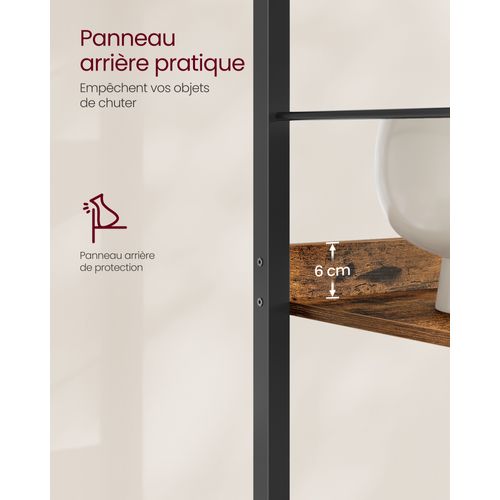 Étagère Sur 6 Niveaux, Meuble De Rangement, 30 X 40 X 178 Cm, Avec Panneaux Arrière, Marron Et Noir