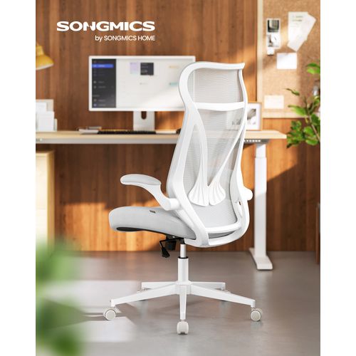 Chaise De Bureau Pivotante Flysky – Accoudoirs, Hauteur Réglable, Supporte 150 Kg – Gris Foncé, Tissu Confortable