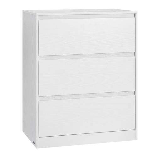 Commode Chambre 3 Tiroirs, Armoire De Rangement, Meuble à Vêtements, 40 X 60 X 75 Cm, Blanc Neige