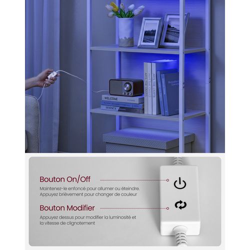 Bibliothèque LED à 6 Niveaux, Étagère à Lumière Réglable, 30,3 X 60 X 178,6 Cm,beige