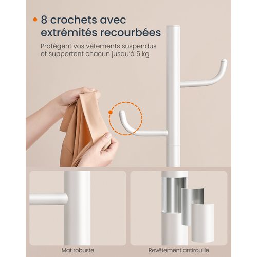 Portemanteau En Forme De Cactus, 8 Crochets Avec Extrémités Recourbées Vers Le Haut, Blanc Nuage