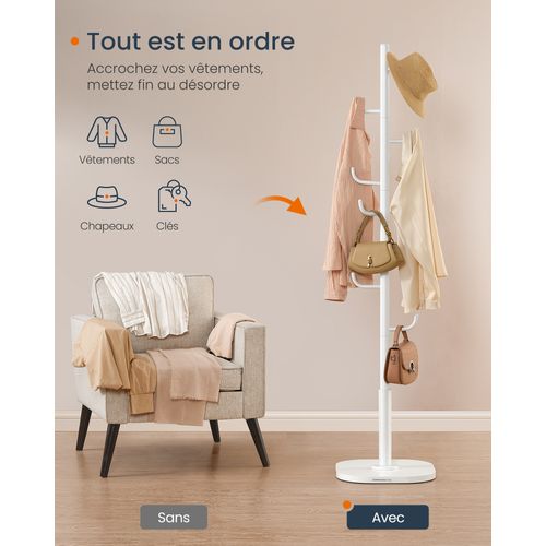 Portemanteau En Forme De Cactus, 8 Crochets Avec Extrémités Recourbées Vers Le Haut, Blanc Nuage