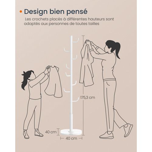 Portemanteau En Forme De Cactus, 8 Crochets Avec Extrémités Recourbées Vers Le Haut, Blanc Nuage