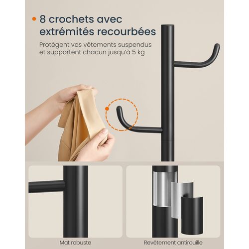 Portemanteau En Forme De Cactus, 8 Crochets Avec Extrémités Recourbées Vers Le Haut, Noir D’encre