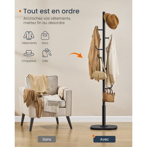 Portemanteau En Forme De Cactus, 8 Crochets Avec Extrémités Recourbées Vers Le Haut, Noir D’encre