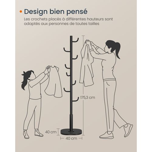 Portemanteau En Forme De Cactus, 8 Crochets Avec Extrémités Recourbées Vers Le Haut, Noir D’encre