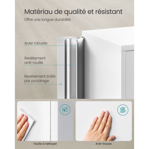 Armoire De Garage à 5 Étagères Avec 4 Portes,étagères Réglables, En Métal, Blanc Mat