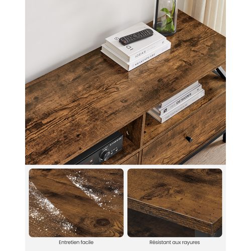 Meuble TV Pour Télévision Jusqu'à 80 Pouces, 3 Tiroirs En Tissu, 3 Étagères, 178 X 40 X 50 Cm