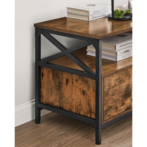 Meuble TV Pour Télévision Jusqu'à 80 Pouces, 3 Tiroirs En Tissu, 3 Étagères, 178 X 40 X 50 Cm