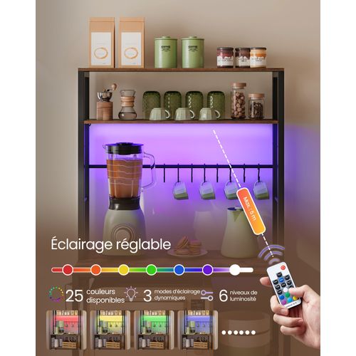 Étagère De Cuisine Avec LED,support Pour Micro-ondes Avec Étagères Réglables