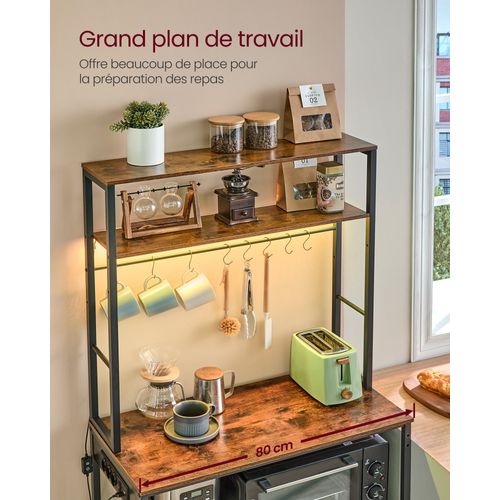 Étagère De Cuisine Avec LED,support Pour Micro-ondes Avec Étagères Réglables