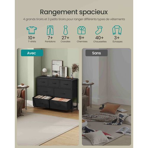 Commode 7 Tiroirs, Meuble De Rangement Pour Chambre, Pour Couloir, Entrée, Salon