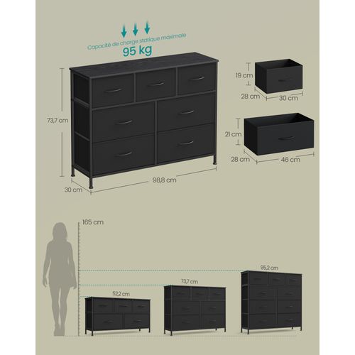 Commode 7 Tiroirs, Meuble De Rangement Pour Chambre, Pour Couloir, Entrée, Salon