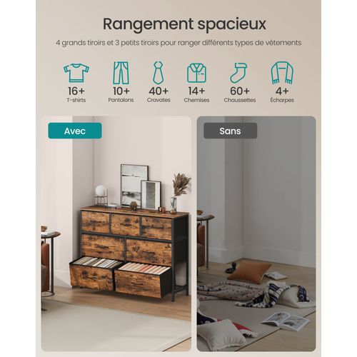 Commode 7 Tiroirs, Meuble De Rangement Pour Chambre,pour Couloir, Entrée, Salon