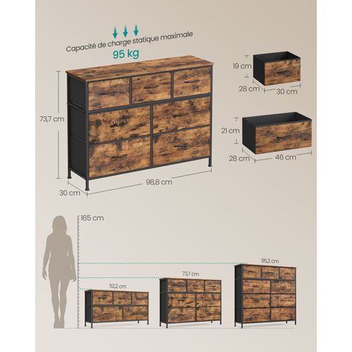 Commode 7 Tiroirs, Meuble De Rangement Pour Chambre,pour Couloir, Entrée, Salon