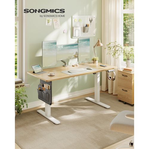 Bureau Électrique Réglable En Hauteur, Fonction Mémoire 4 Hauteurs, Organiseur, Pour Télétravail