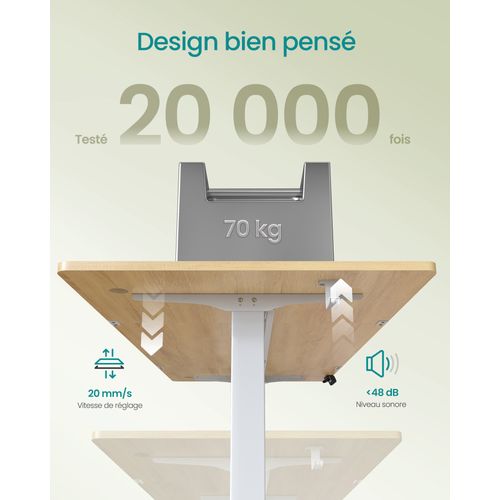 Bureau Électrique Réglable En Hauteur, Fonction Mémoire 4 Hauteurs, Organiseur, Pour Télétravail