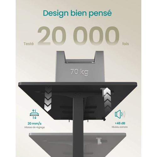 Bureau Électrique Réglable En Hauteur, 180 X 80 Cm,pour Télétravail, Noir D'encre