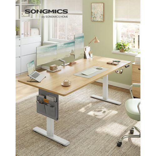 Bureau Électrique Réglable En Hauteur, Fonction Mémoire 4 Hauteurs, Organiseur, Pour Télétravail