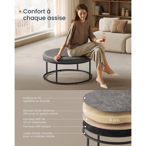 Repose-pieds, Partie Supérieure Réversible, Cadre En Acier, Capacité 300 Kg, Gris Tourterelle