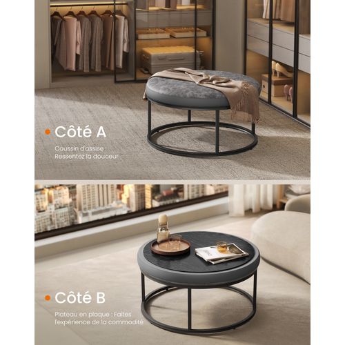 Repose-pieds, Partie Supérieure Réversible, Cadre En Acier, Capacité 300 Kg, Gris Tourterelle