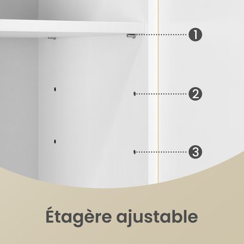 Armoire De Salle De Bain, Meuble Sous Lavabo Avec Pieds, 2 Compartiments Et 3 Tiroirs, Blanc