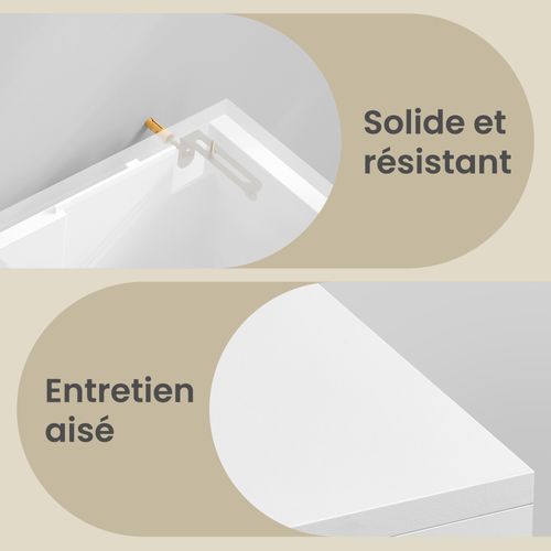 Armoire De Salle De Bain, Meuble Sous Lavabo Avec Pieds, 2 Compartiments Et 3 Tiroirs, Blanc