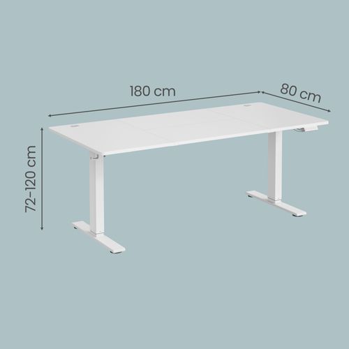 Bureau Assis-debout Réglable, 180 X 80 Cm, Avec Port USB-c, Fonction Mémoire 3 Hauteurs, Blanc