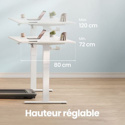 Bureau Assis-debout Réglable, 160 X 80 Cm, Avec Port USB-c, Fonction Mémoire 3 Hauteurs, Blanc